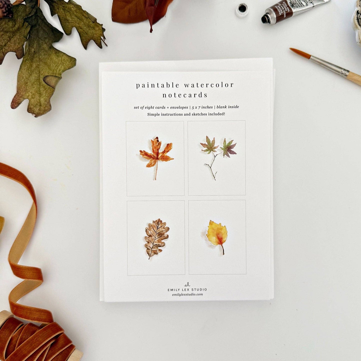 emily lex studio - Fall leaves paintable notecards