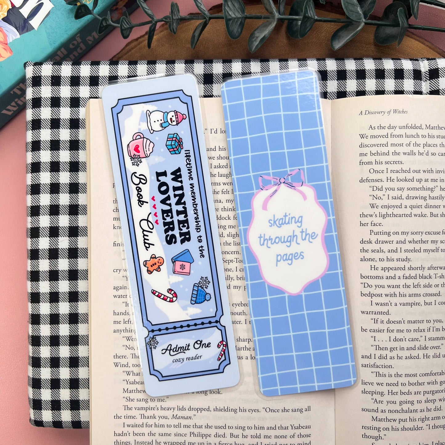 Cozy Reads Shop - Blue Winter Bookmarks: Winter Lover Ticket / Tassel