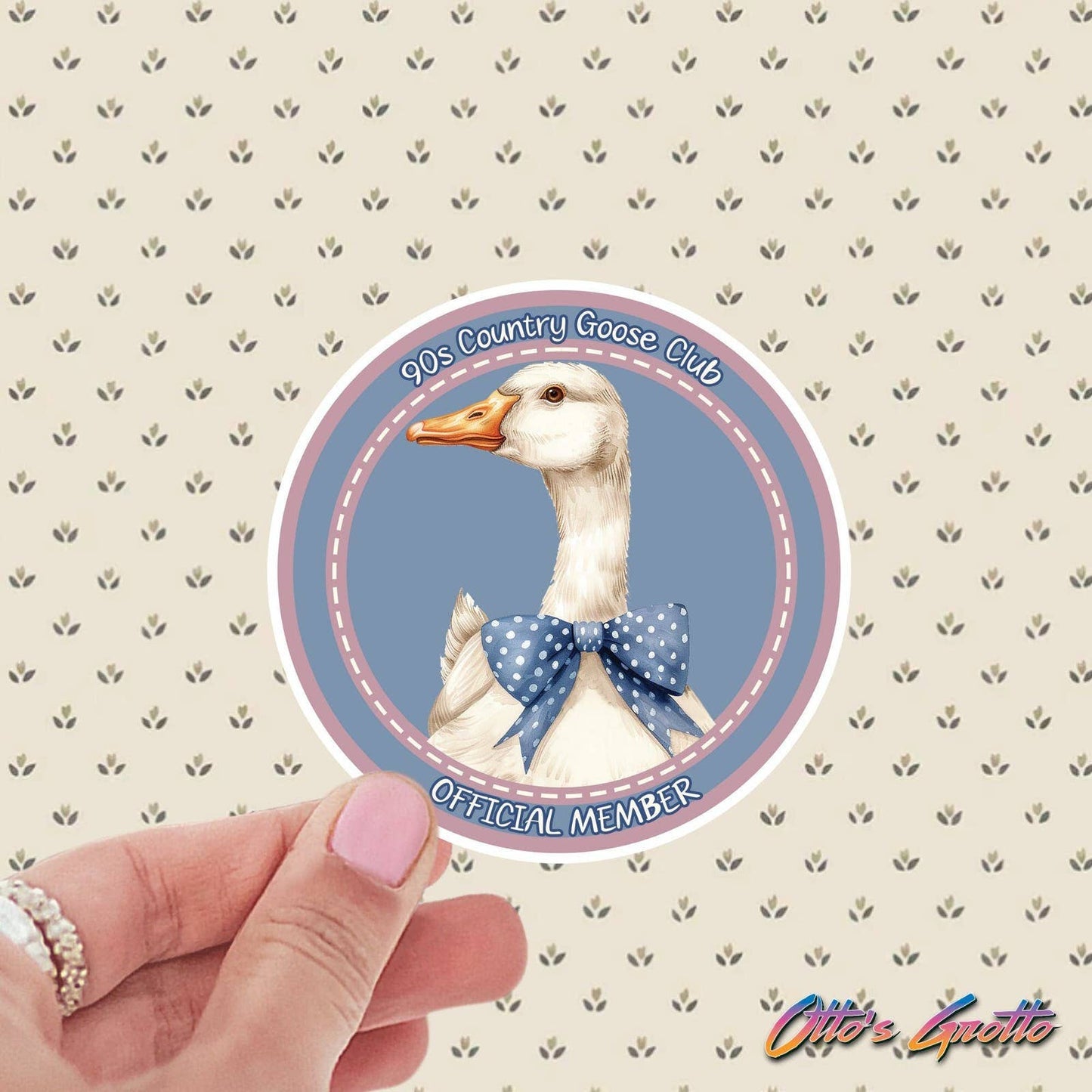 Otto's Grotto - 90s Country Goose Club Sticker - Polka Dot Bow Goose Decor: UNPACKAGED
