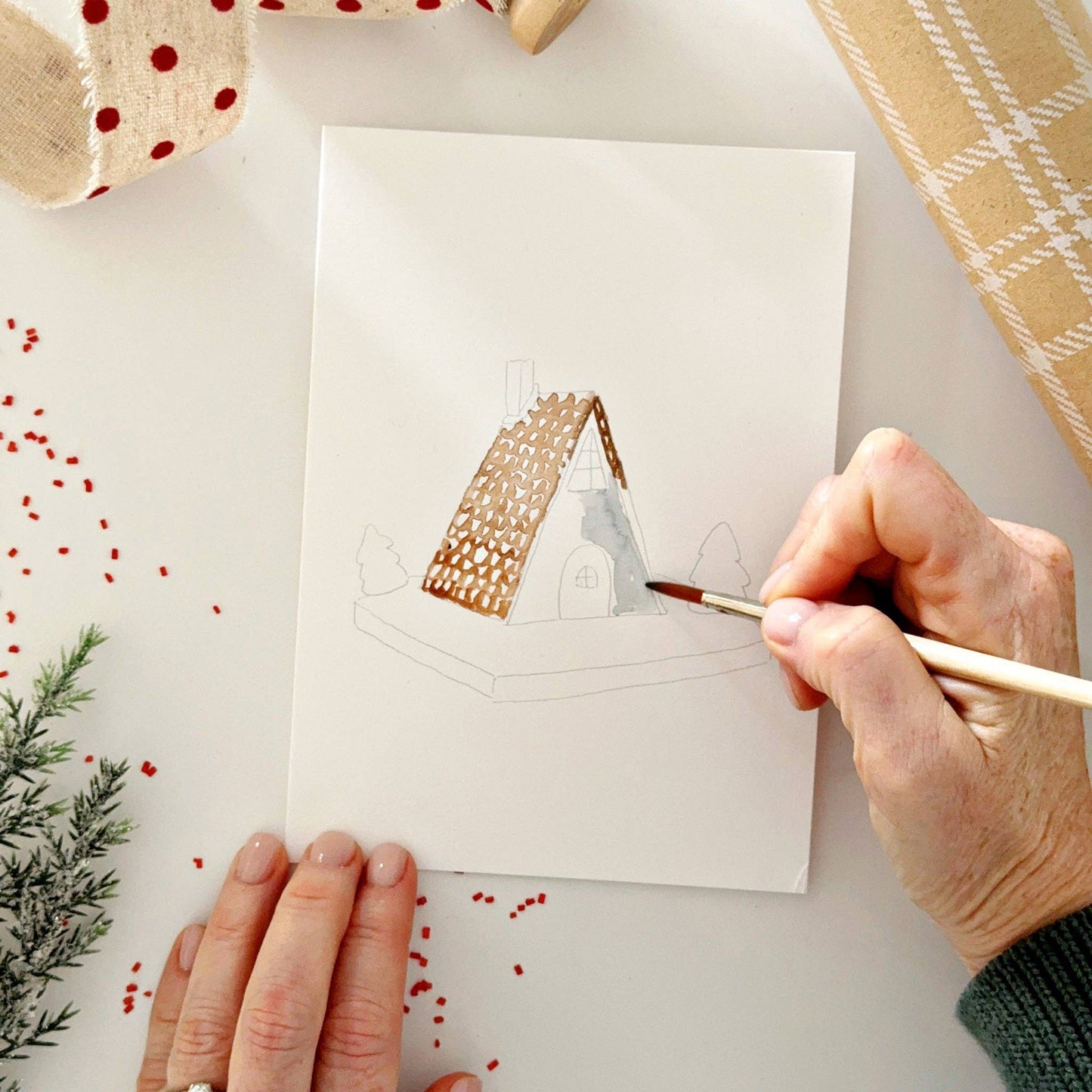 emily lex studio - Gingerbread paintable notecards