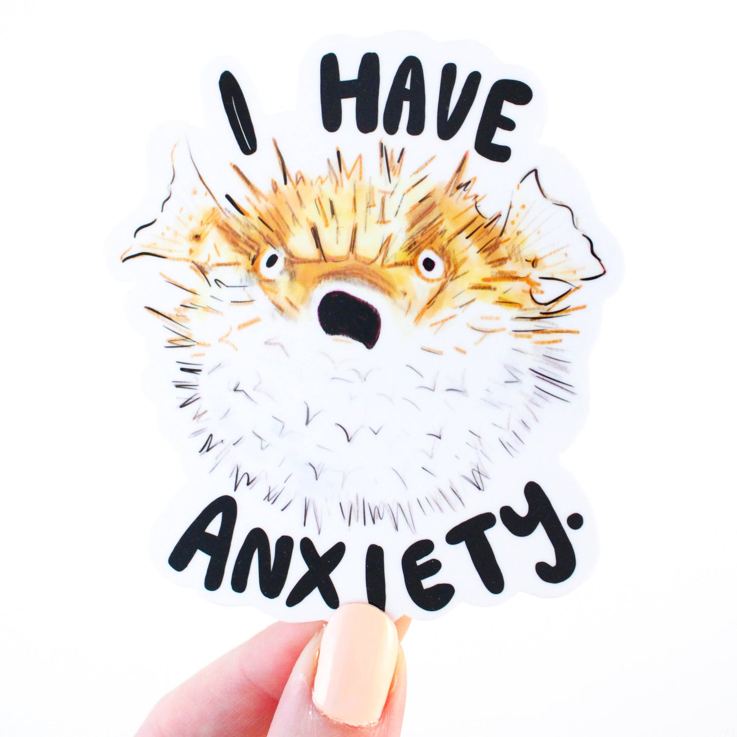 Amy Hartelust Art and Illustration - Anxiety Pufferfish Vinyl Sticker