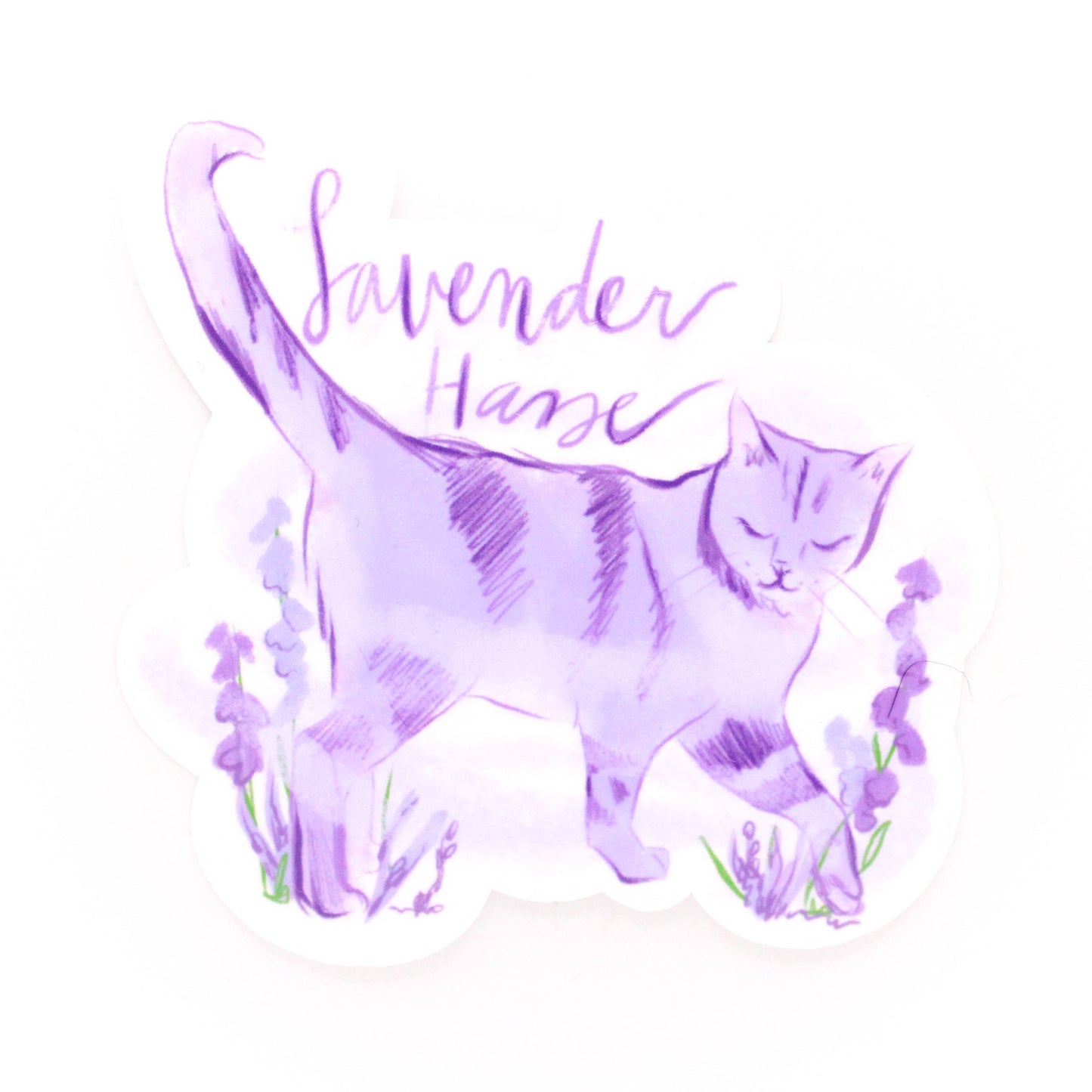 Amy Hartelust Art and Illustration - Lavender Haze Cat Vinyl Sticker
