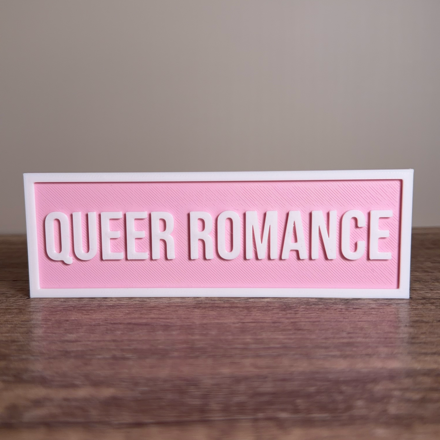 The Crafted Nook - Queer Romance Sign | Bookshelf Decor: Pink Pastel