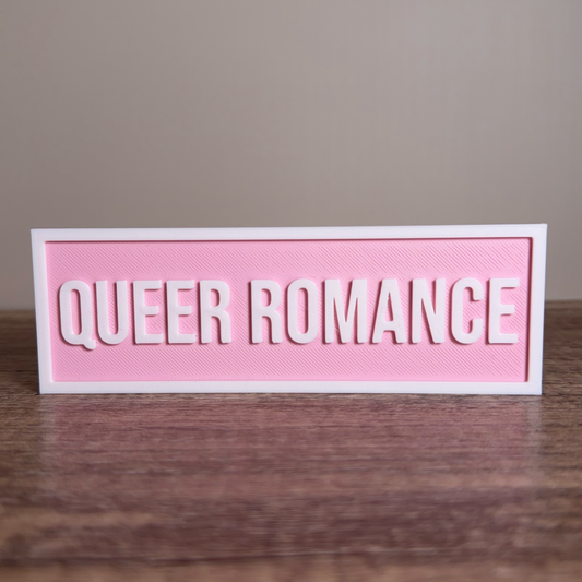 The Crafted Nook - Queer Romance Sign | Bookshelf Decor: Pink Pastel
