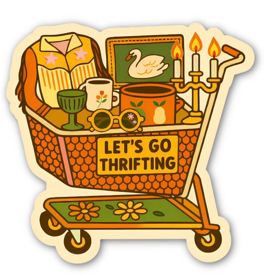 inviting affairs paperie - Let’s Go Thrifting Vintage Shopping Cart Sticker
