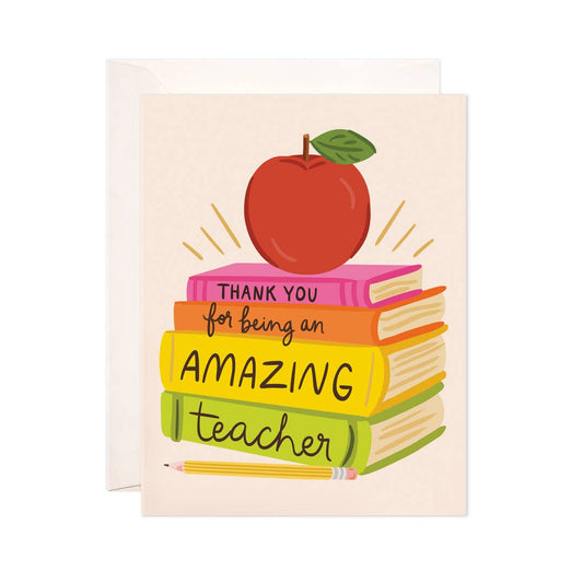 Bloomwolf Studio - Amazing Teacher Greeting Card - Back To School, Teacher Gift: Single Card