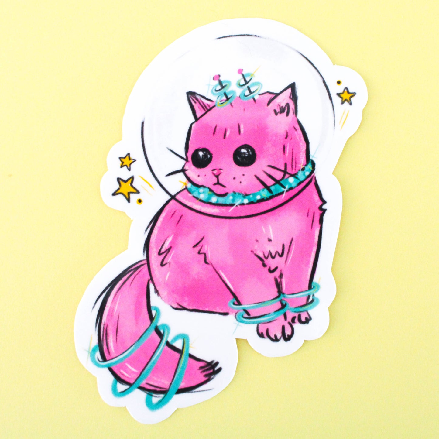 Amy Hartelust Art and Illustration - Pink Space Kitty Vinyl Sticker