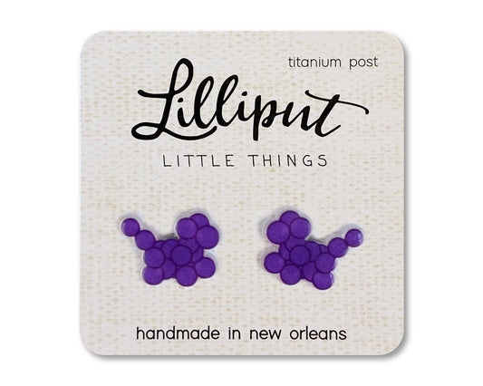 Lilliput Little Things - Mardi Gras Bead Dog Earrings: Purple