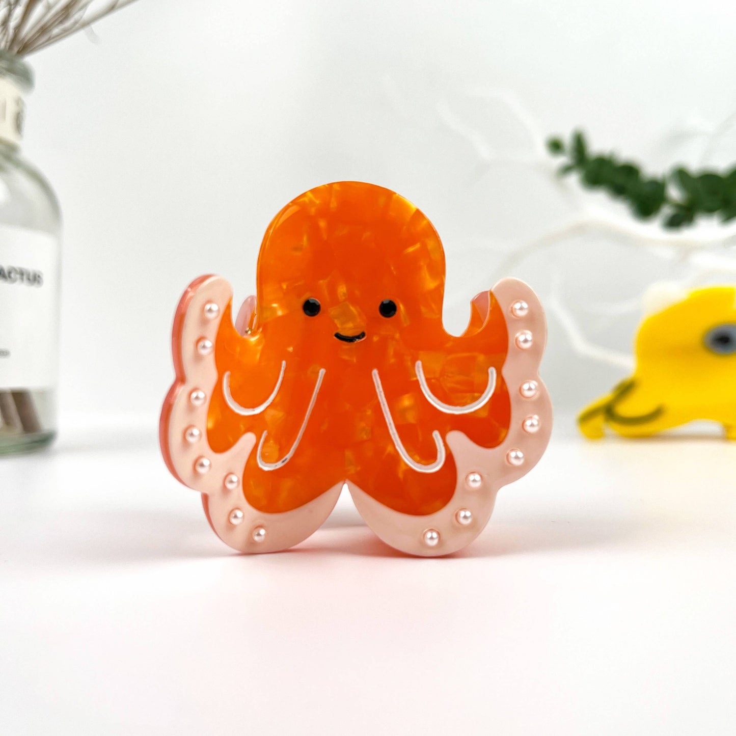 mildstyles - Exquisite Pearl Octopus Acetate Animal Hair Claw Clip: Orange