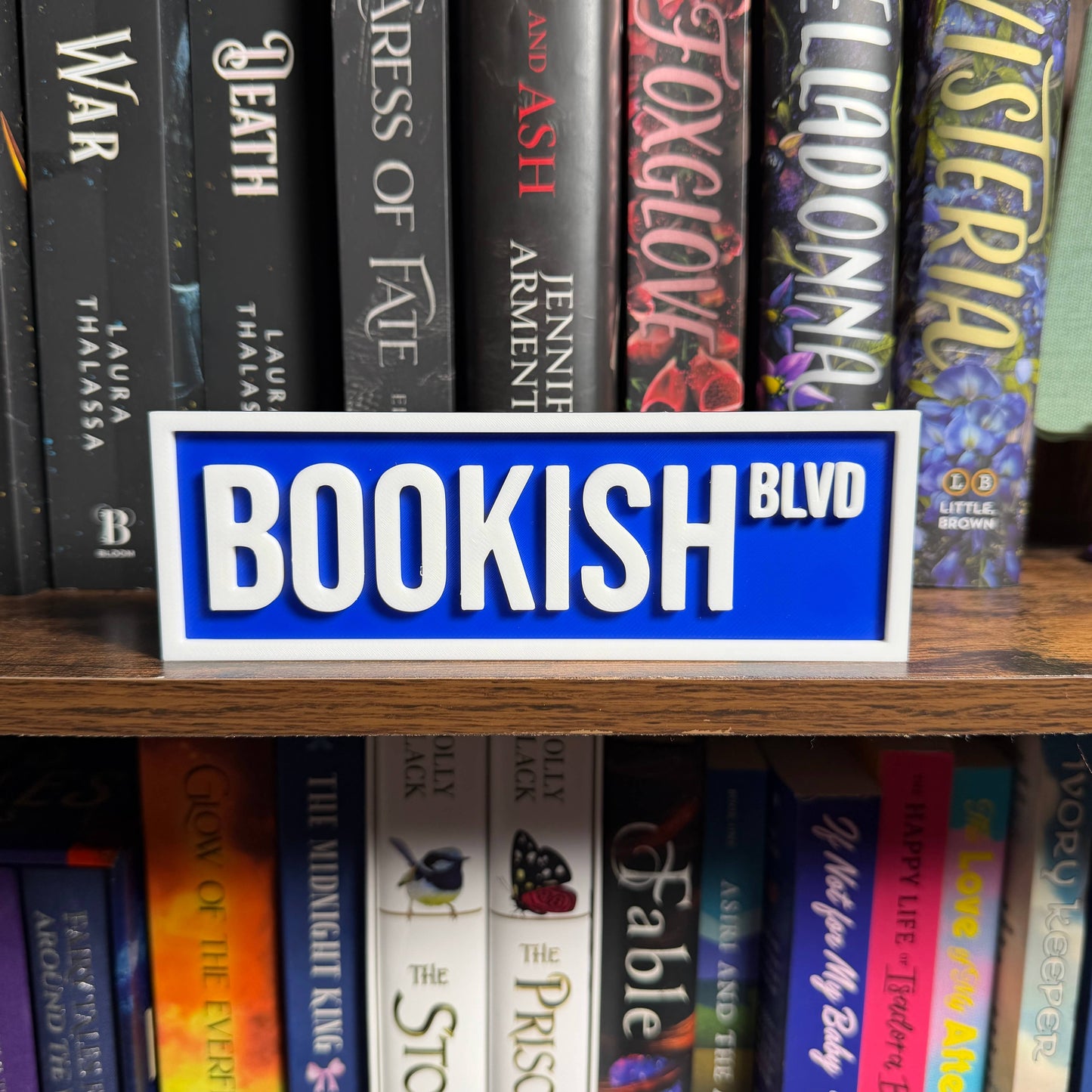 The Crafted Nook - Bookish Street Sign | Bookshelf Decor: Sakura Pink