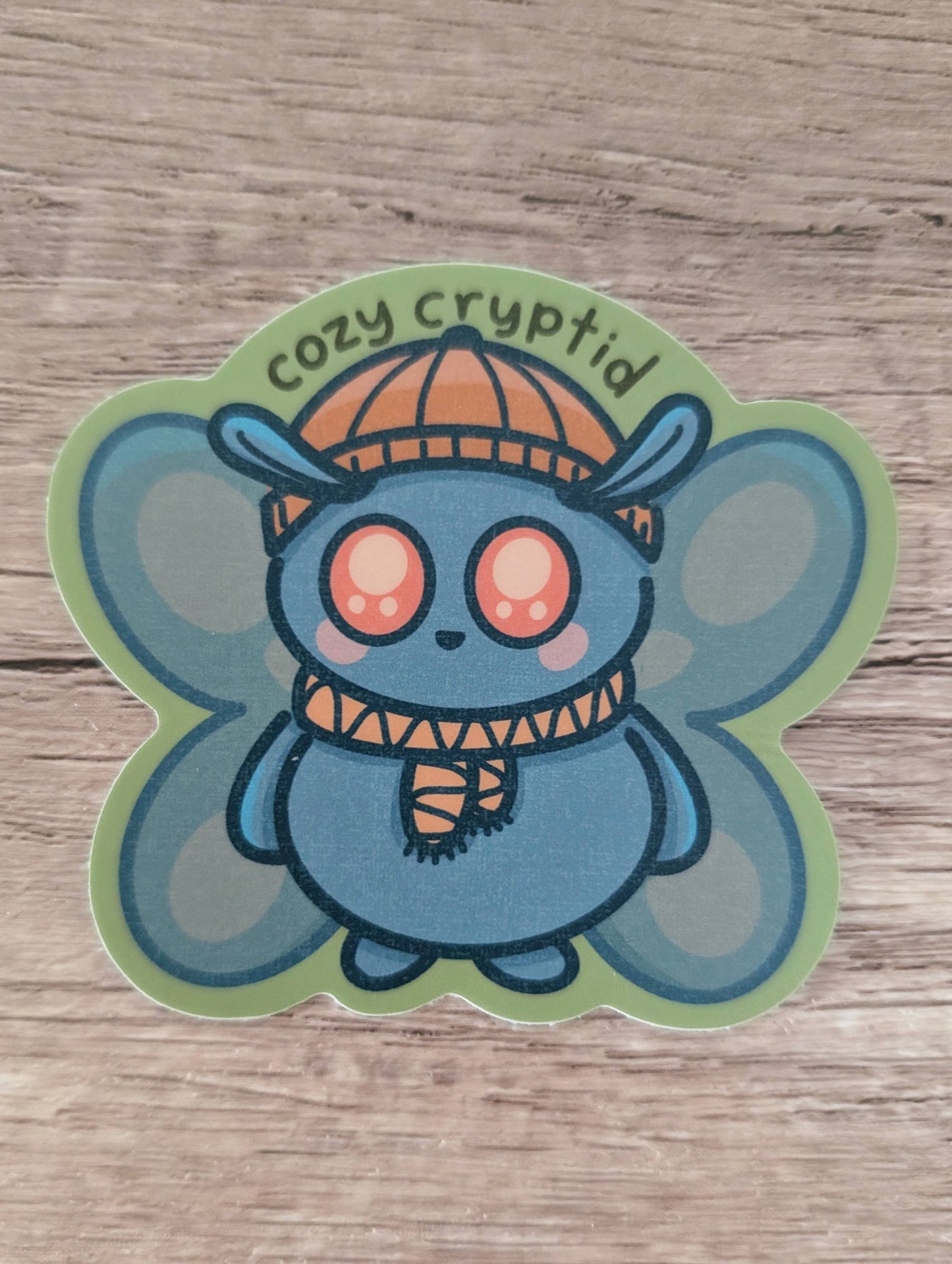 Sadsquatch - Cozy Cryptid - Cute Fall Attire Mothman Vinyl Sticker
