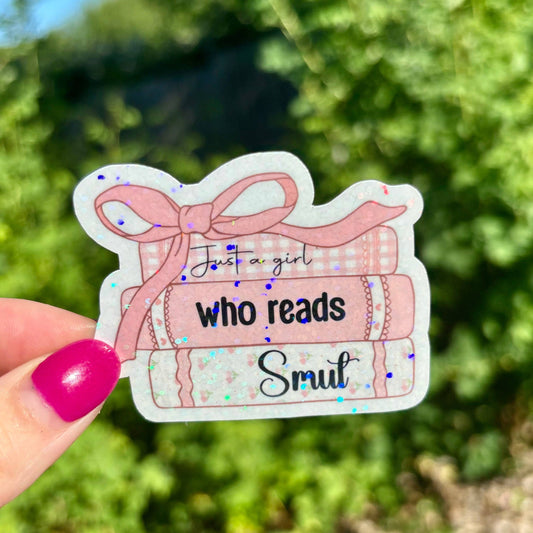 Awfullynerdy.co - Just a Girl Who Reads Smut Croquette Sparkle Sticker