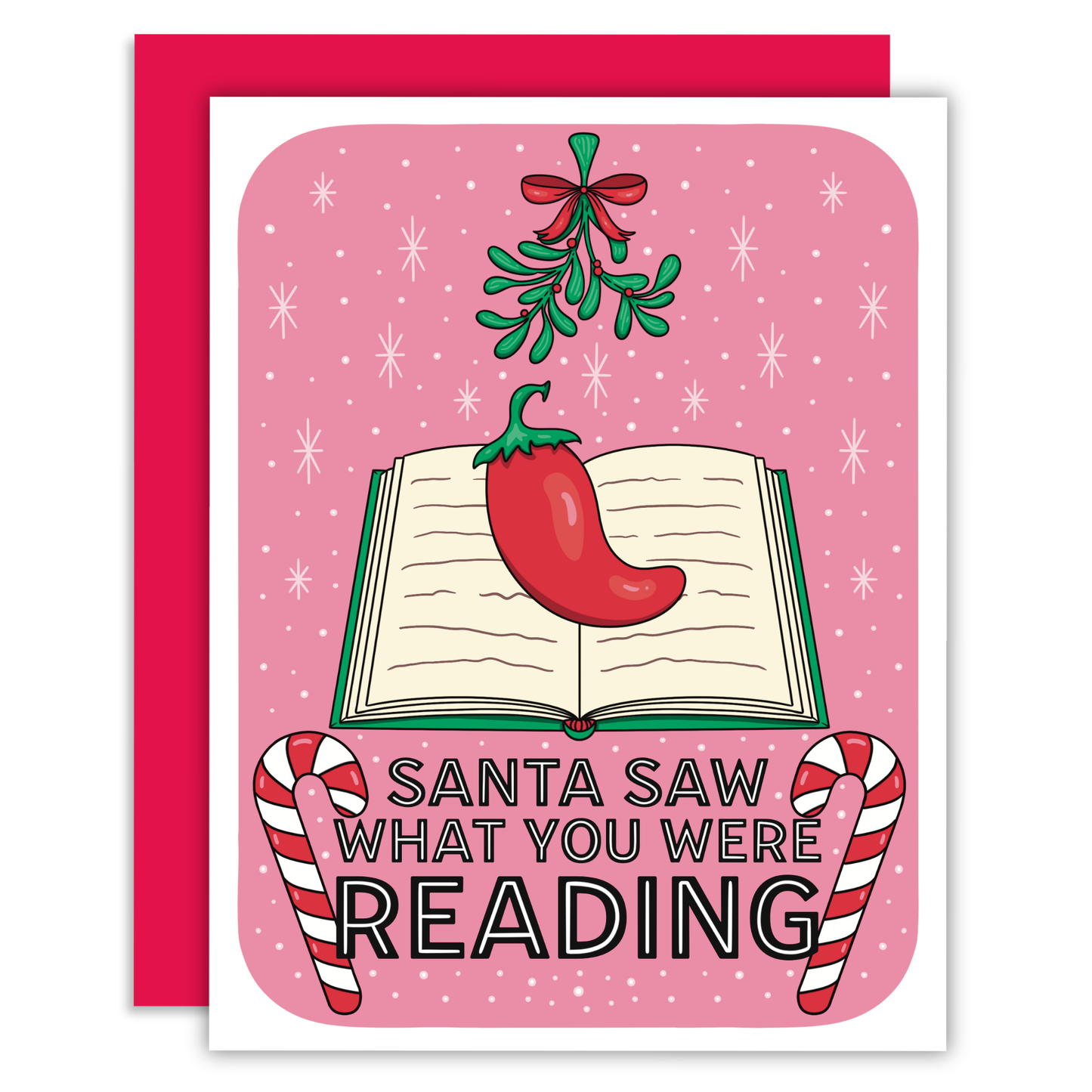 Midnight Door Studio - Santa Saw What You Were Reading Bookish Greeting Card