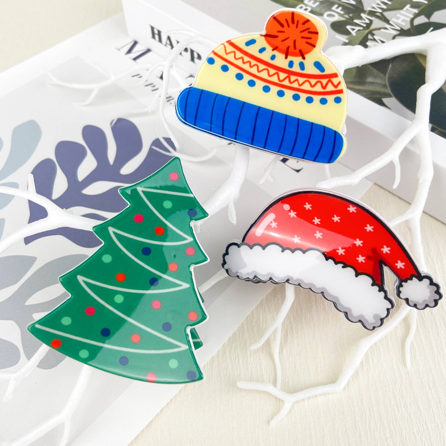 mildstyles - Christmas  Santa Hair Claw Clip,Christmas  tree Hair clip: B20-1-21