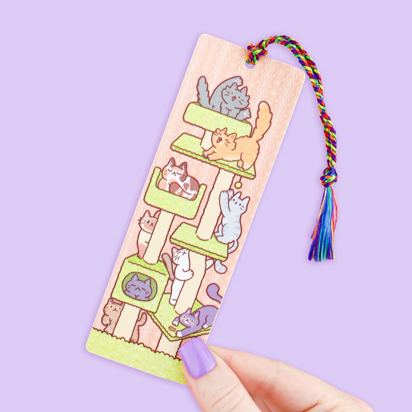 Turtle's Soup - Cat Tower, Cat Lover, Cute, Bookish, Bookmark with Tassel