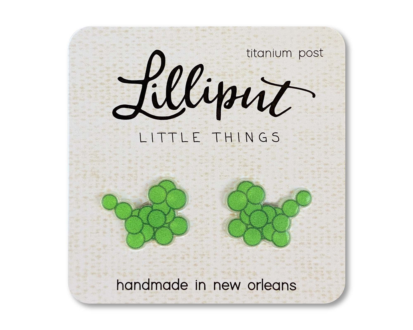 Lilliput Little Things - Mardi Gras Bead Dog Earrings: Green