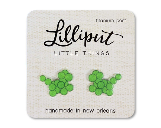 Lilliput Little Things - Mardi Gras Bead Dog Earrings: Green