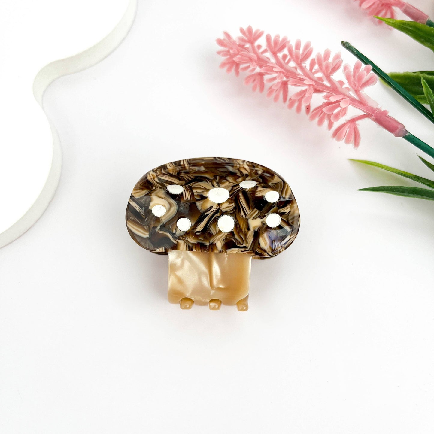 mildstyles - Mushroom Plant Acetate Hair Claw Clip: Brown