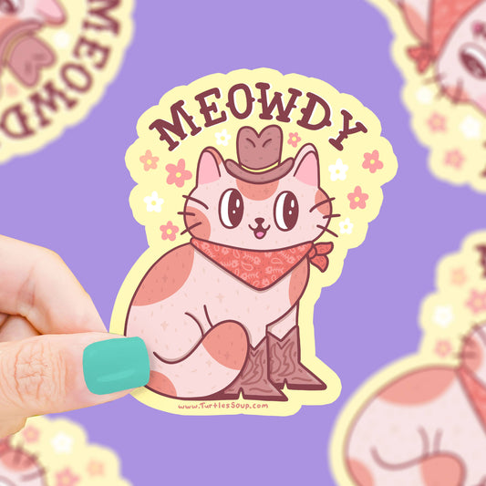 Turtle's Soup - Meowdy Western Cowboy Cat Vinyl Sticker