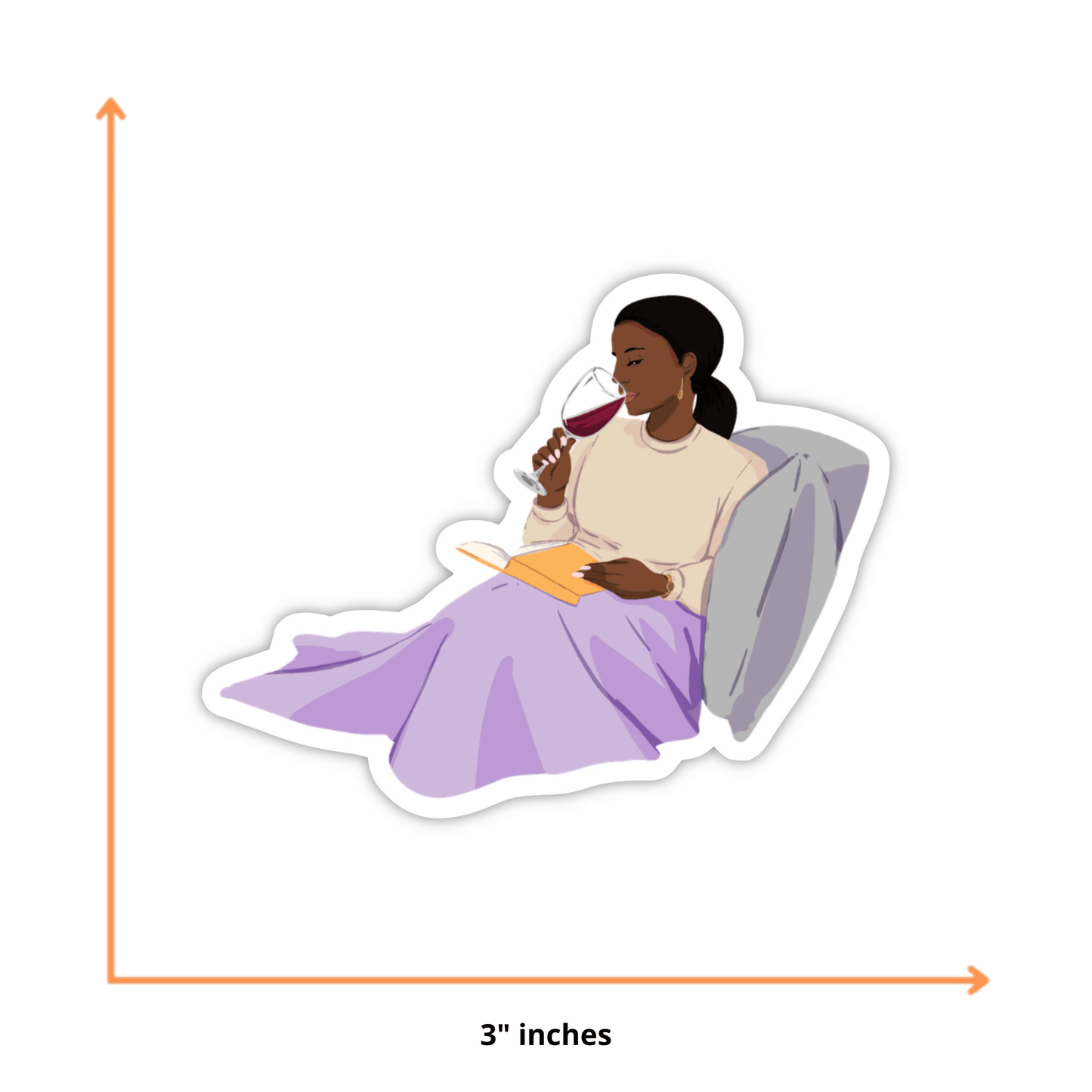 CheerNotes Greeting Cards & Stationery - Book and Wine Sticker - Brown