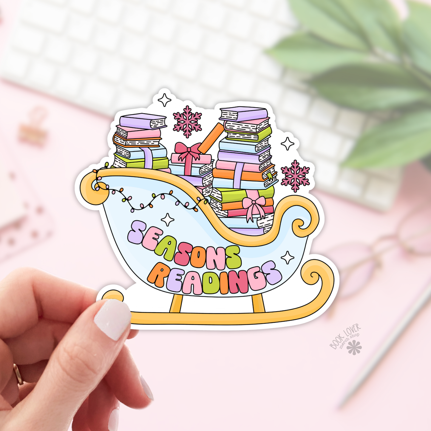 Book Lover Merch Shop - Christmas Seasons Readings Stickers / Bookish Stickers: 3''