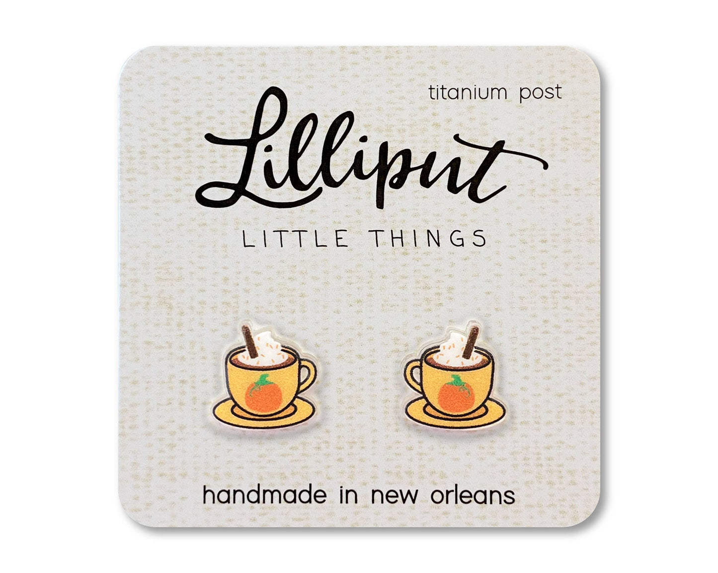 Lilliput Little Things - Pumpkin Spice Latte Earrings: Fall