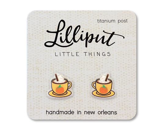 Lilliput Little Things - Pumpkin Spice Latte Earrings: Fall