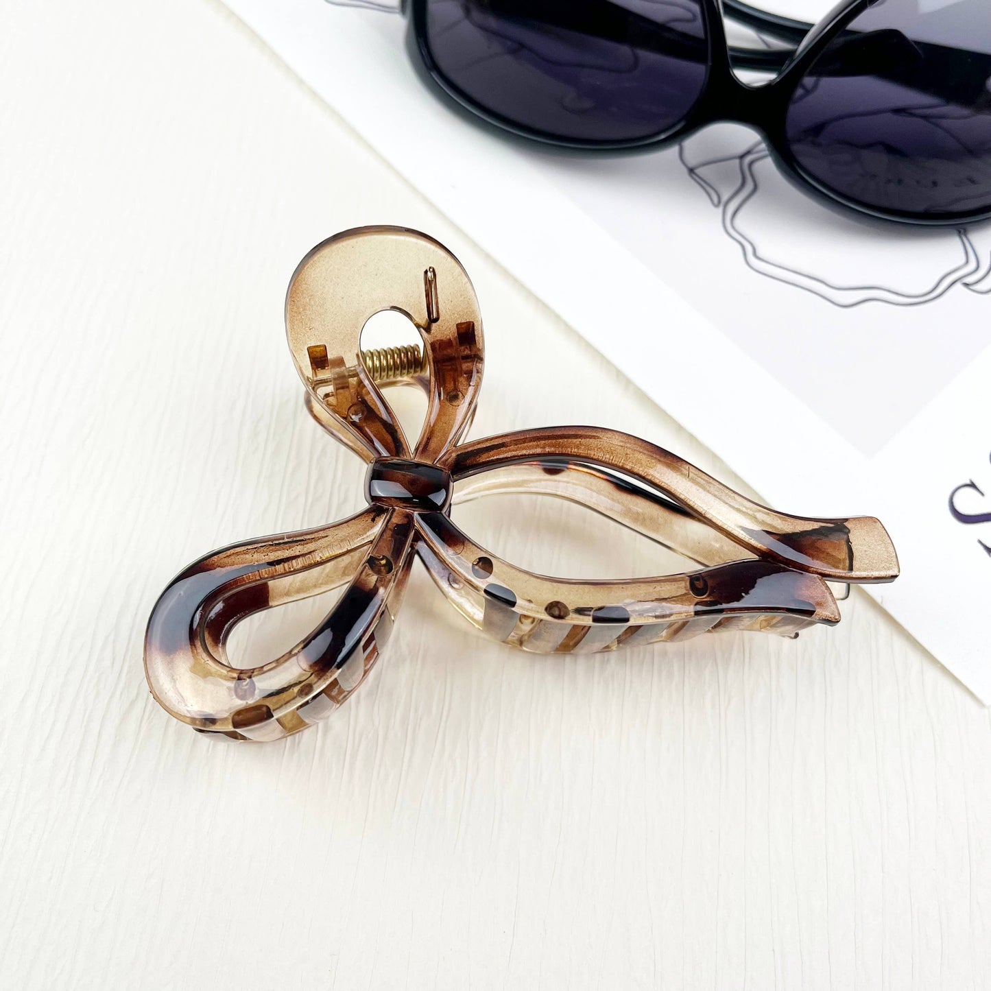 mildstyles - Transparent jelly Bow Large Spring Hair Claw Clips: Gray