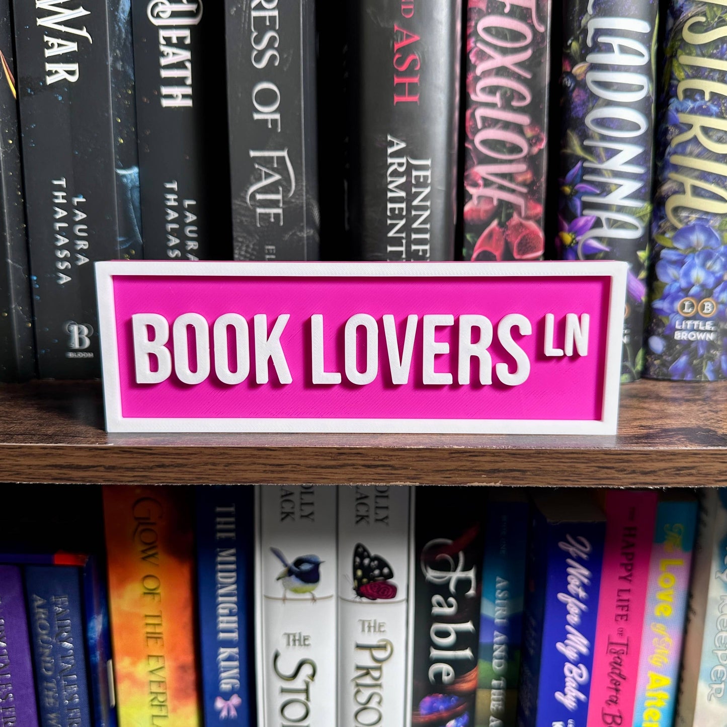 The Crafted Nook - Book Lovers Street Sign | Bookshelf Decor: Purple Pastel