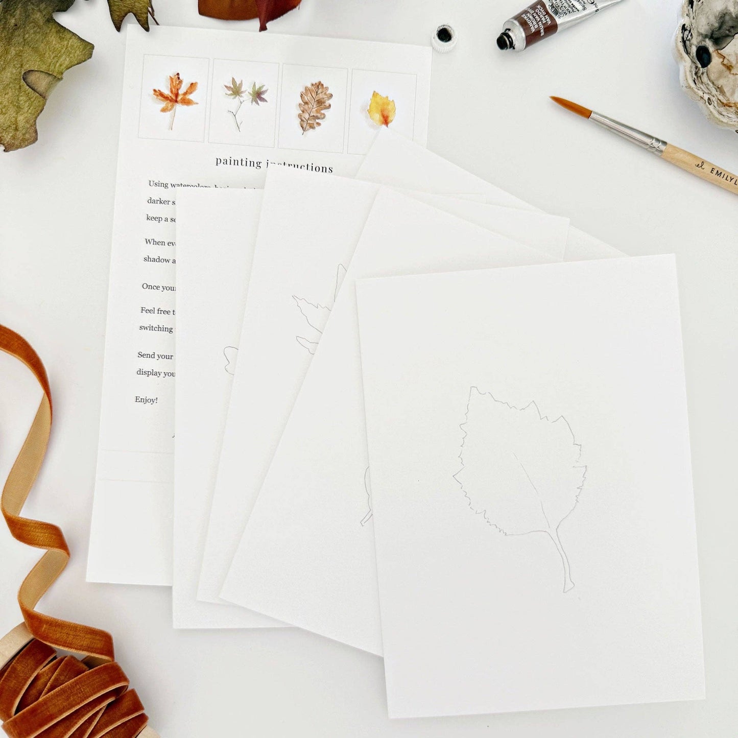 emily lex studio - Fall leaves paintable notecards