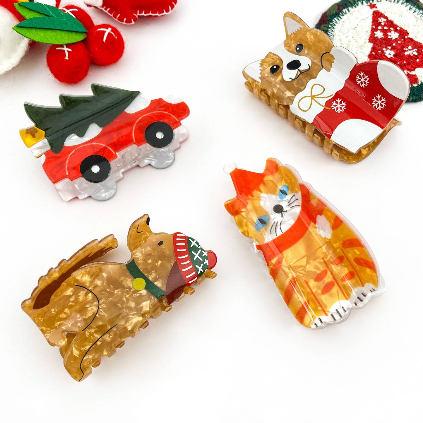 mildstyles - Christmas Festive Acrylic Printed Hair Claw: H