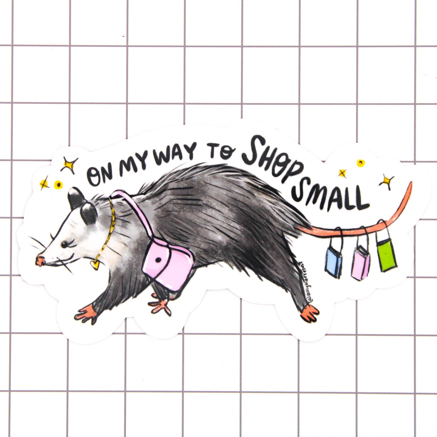 Amy Hartelust Art and Illustration - Shop Small Possum Vinyl Sticker