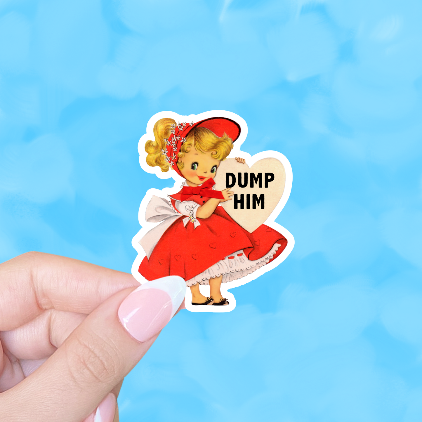 Radical Buttons - Funny vintage sticker, Dump him sticker, Laptop sticker