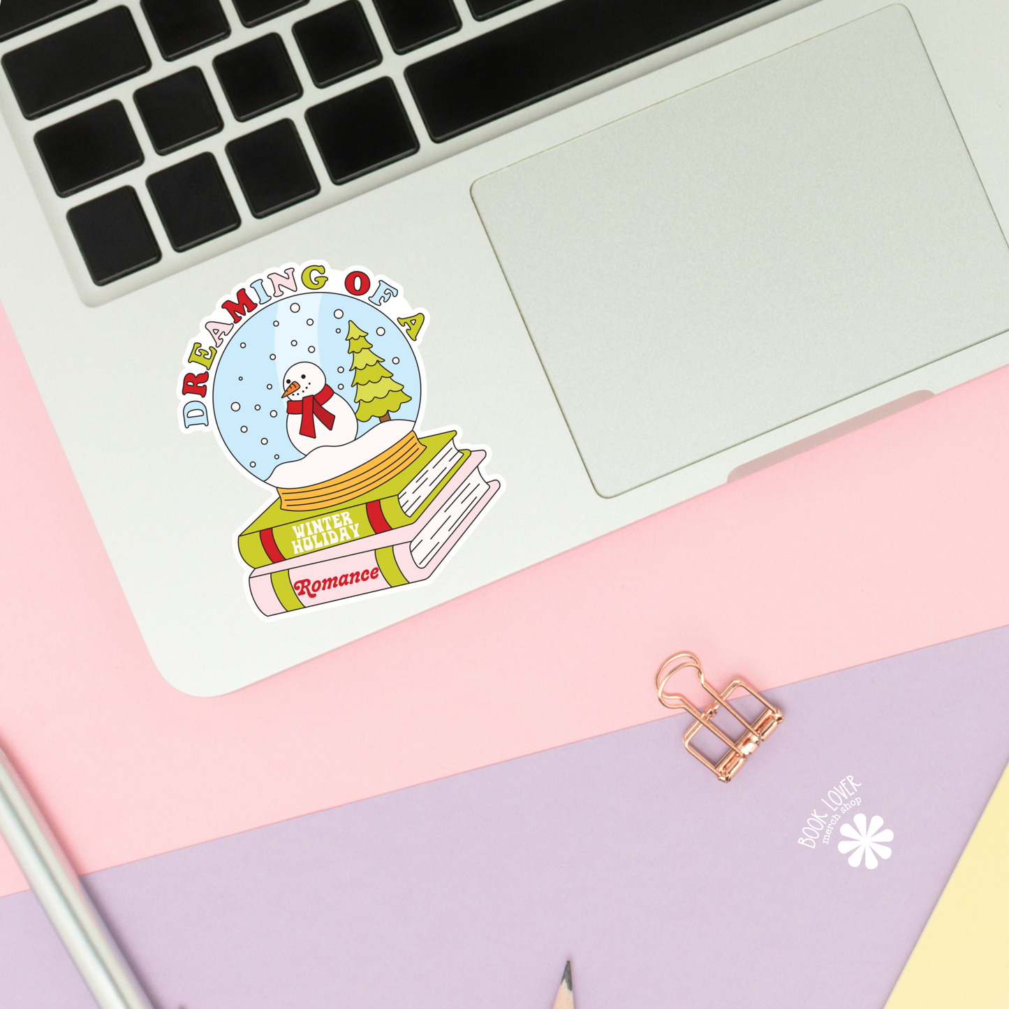 Book Lover Merch Shop - Dreaming of a Winter Holiday Romance Stickers / Bookish: 3''