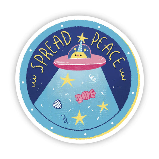 Big Moods - Spread Peace Alien UFO Sticker