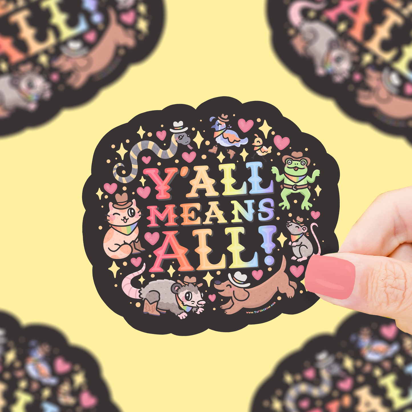 Turtle's Soup - Y’all Means All, LGBTQ, Cowboy, Queer, Vinyl Sticker