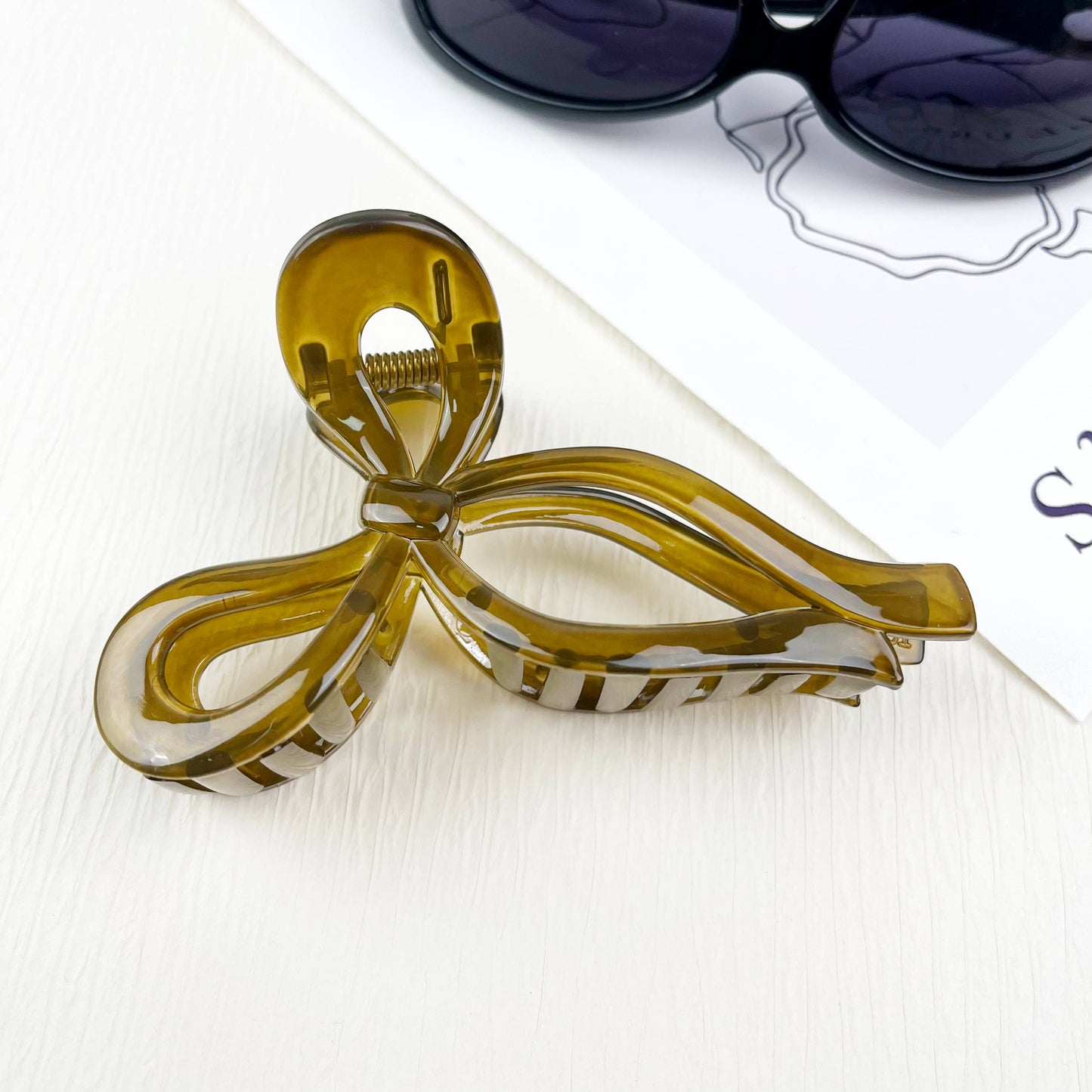 mildstyles - Transparent jelly Bow Large Spring Hair Claw Clips: Green