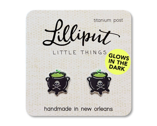 Lilliput Little Things - Cauldron Earrings - GLOW IN THE DARK / Halloween Earrings
