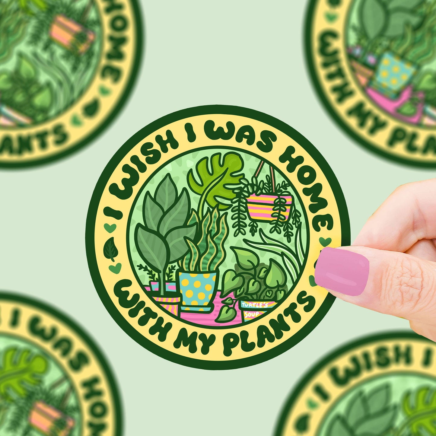 Turtle's Soup - Wish I Was Home Plants Vinyl Sticker