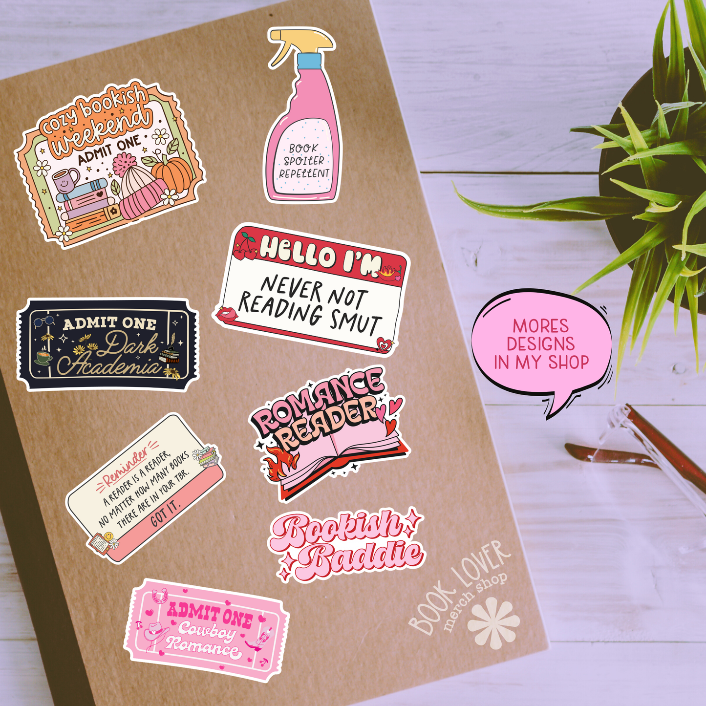 Book Lover Merch Shop - Autumn Books and Candle Stickers / Bookish Stickers: 2''
