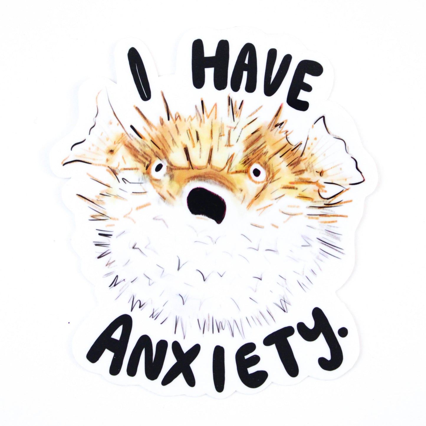 Amy Hartelust Art and Illustration - Anxiety Pufferfish Vinyl Sticker
