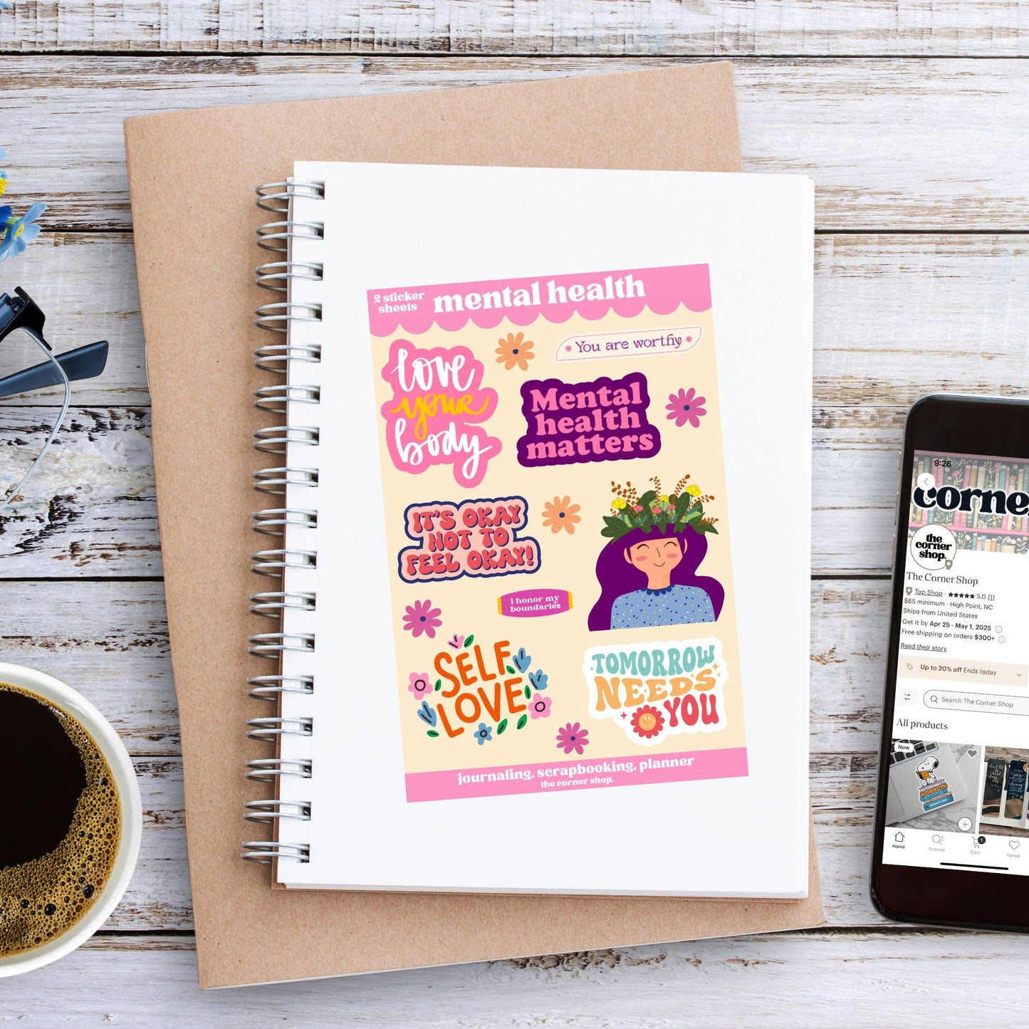 The Corner Shop - Mental Health Sticker Sheets