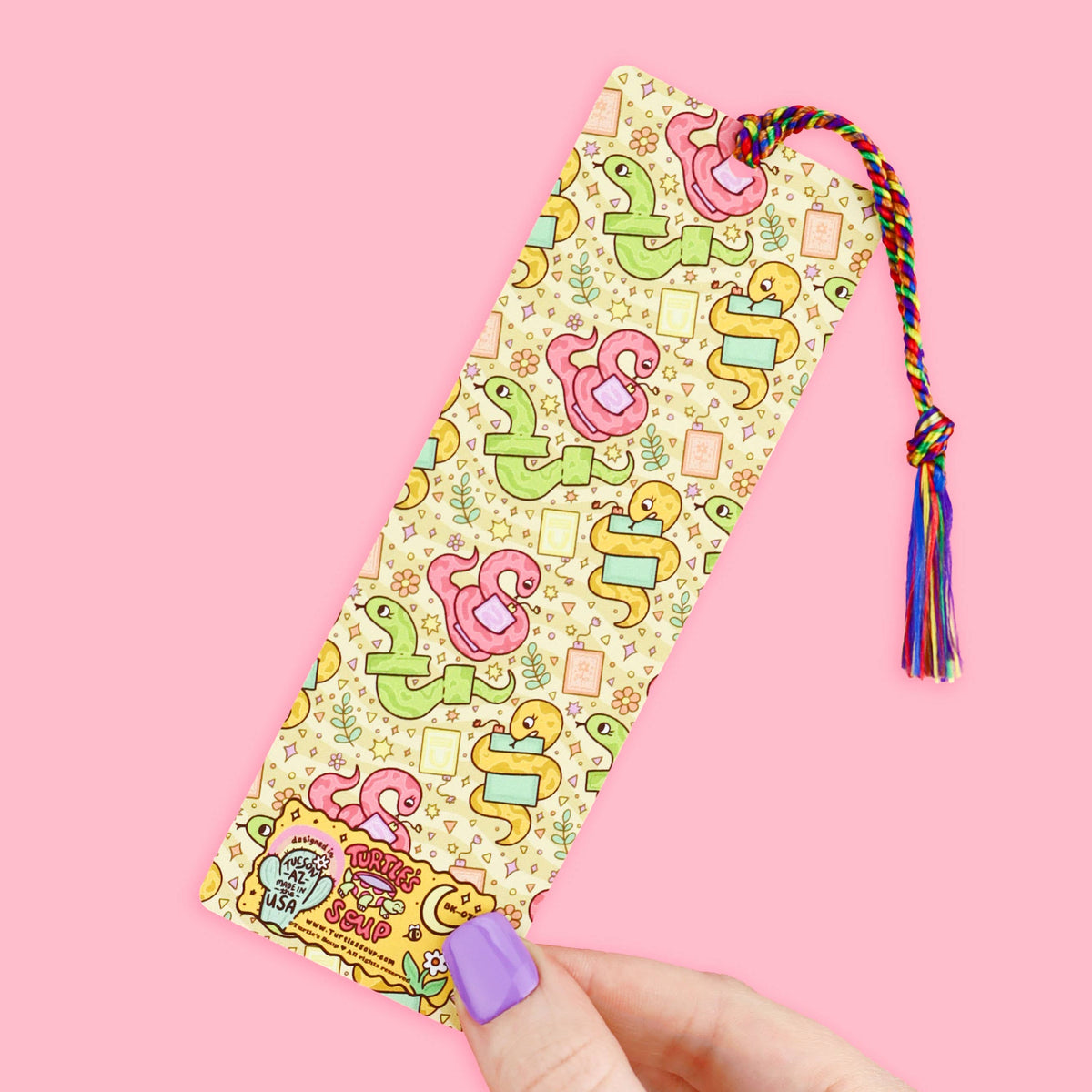 Turtle's Soup - I Devour Books, Snake, Bookish, Bookmark with Tassel