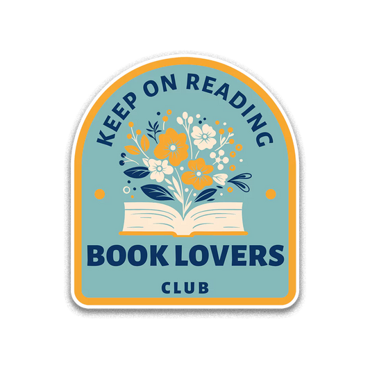 Stick With Finn - Keep On Reading Book Lover's Club Sticker: 2.37 x 2.7 in