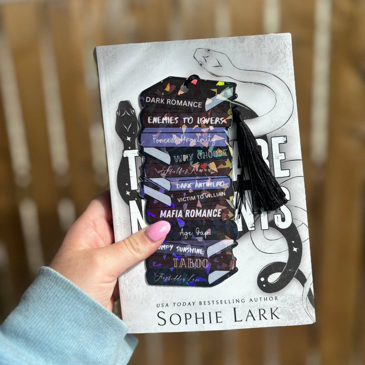 Awfullynerdy.co - Dark Romance Tropes Spicy Cardstock Bookmark: Add Tassel