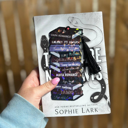 Awfullynerdy.co - Dark Romance Tropes Spicy Cardstock Bookmark: Add Tassel