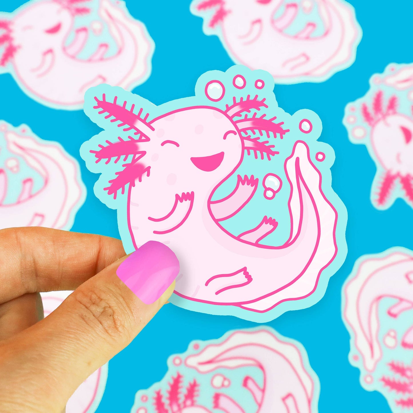 Turtle's Soup - Axolotl Pink Amphibian Cute Animal Vinyl Sticker