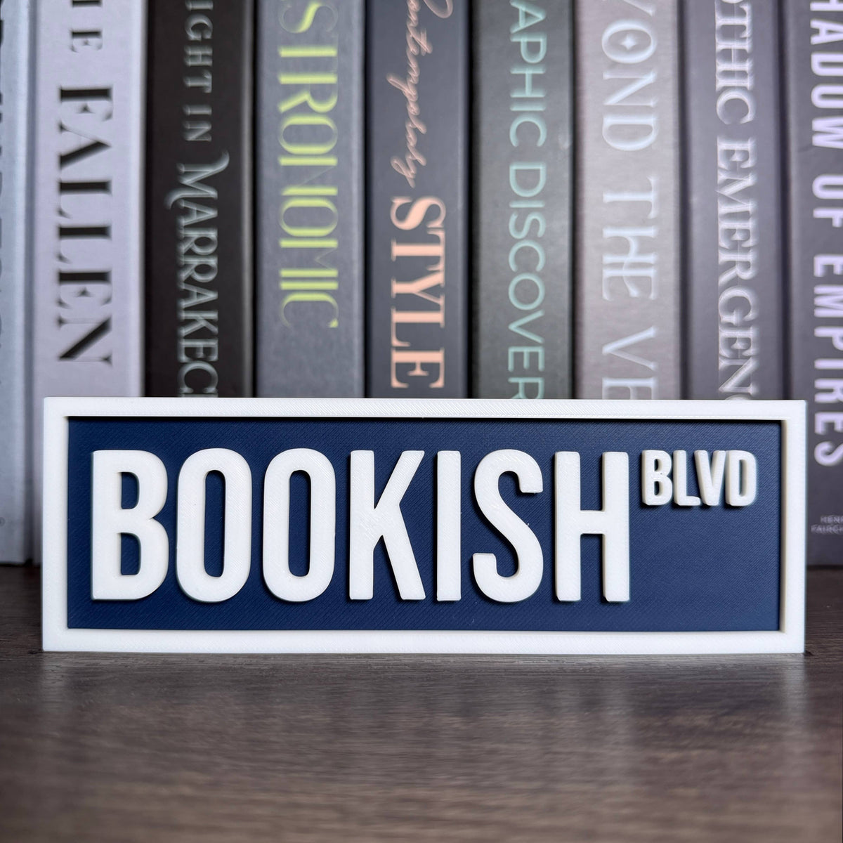 The Crafted Nook - Bookish Street Sign | Bookshelf Decor: Sky Blue