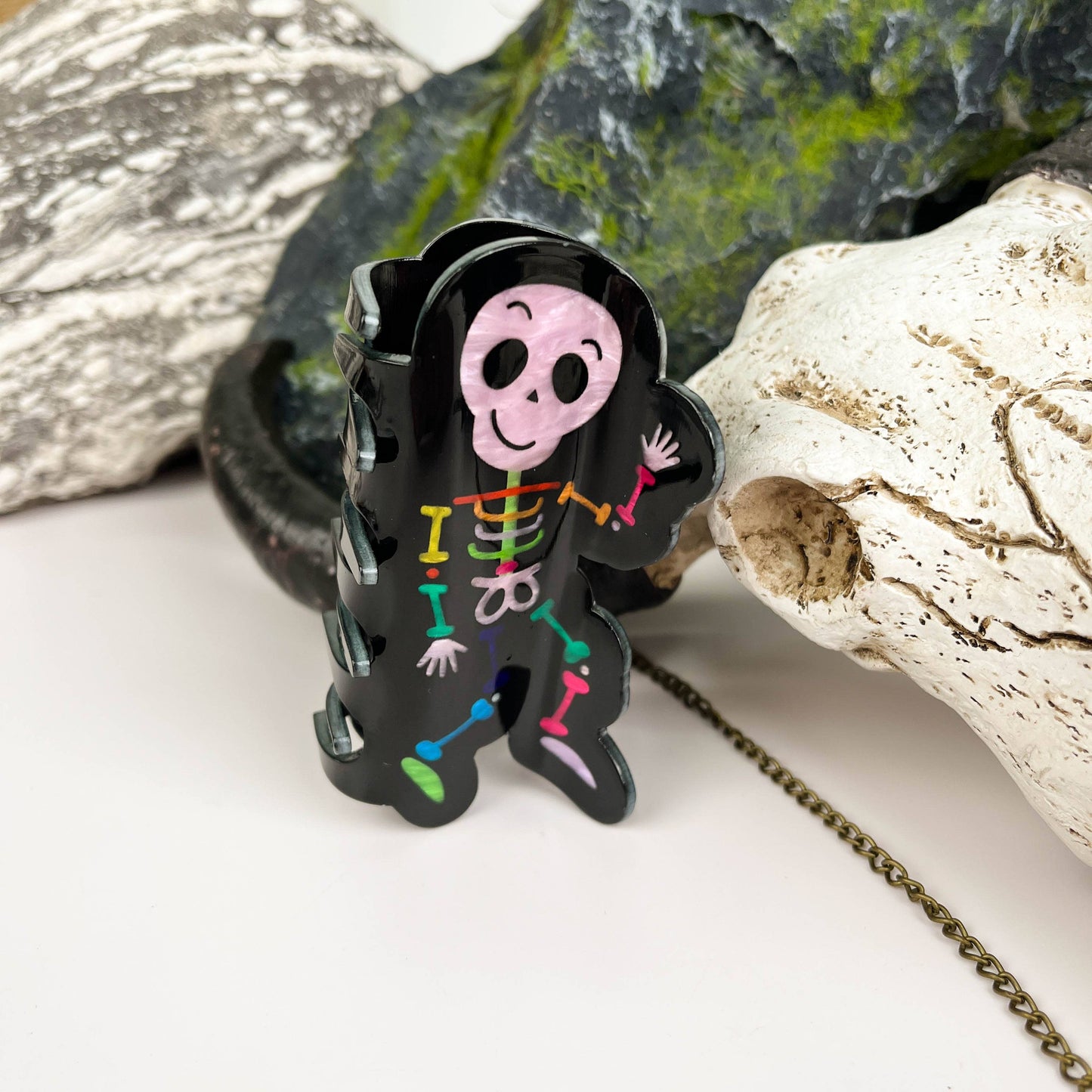 mildstyles - Halloween Black Skull Say Hi Hair Claw Clip: Black