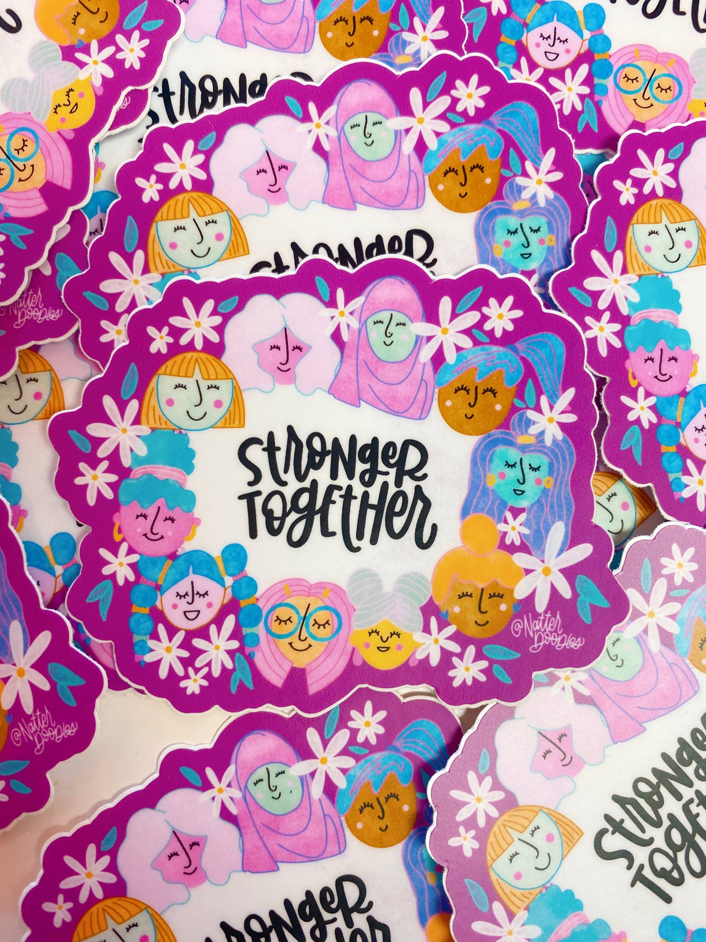 NatterDoodle - Women Are Stronger Together Purple Sticker